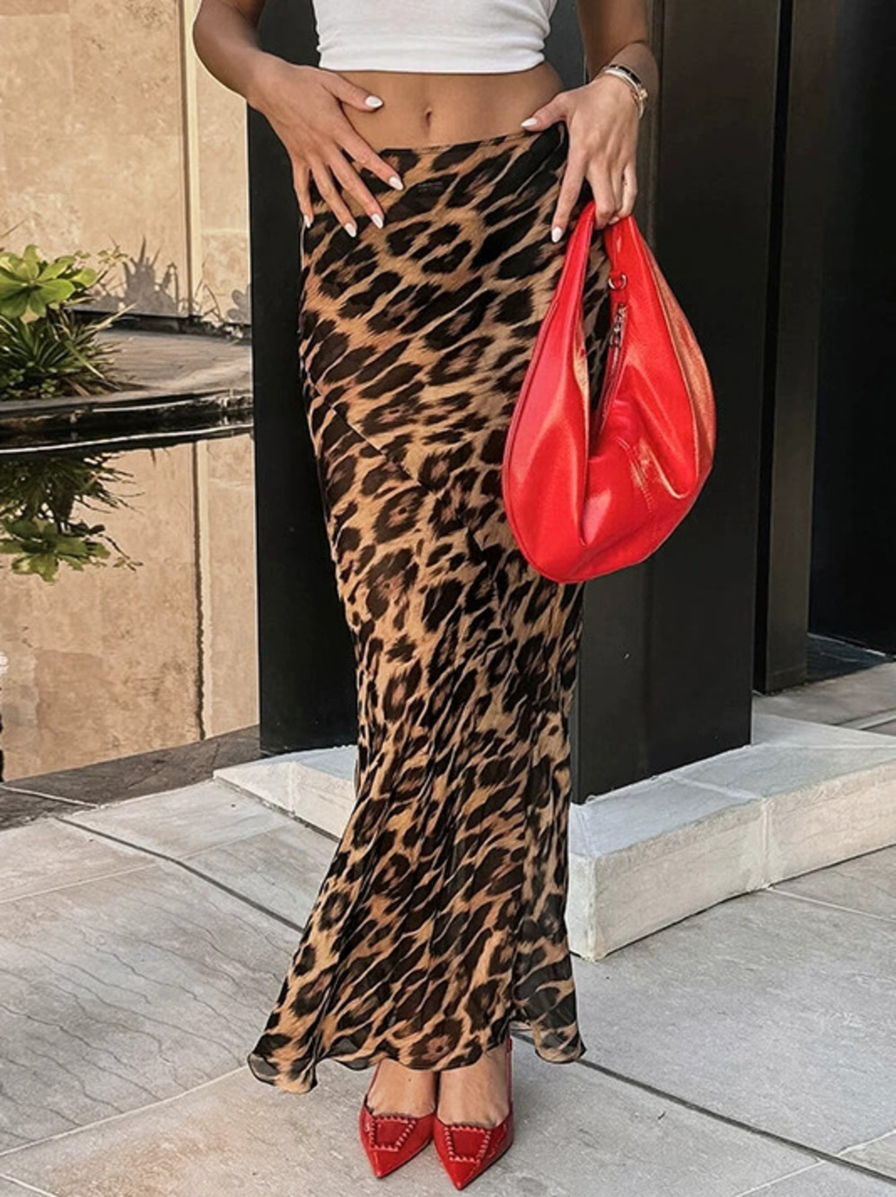 Zara Leopard Print Chiffon Mermaid Maxi Bodycon Skirt Summer